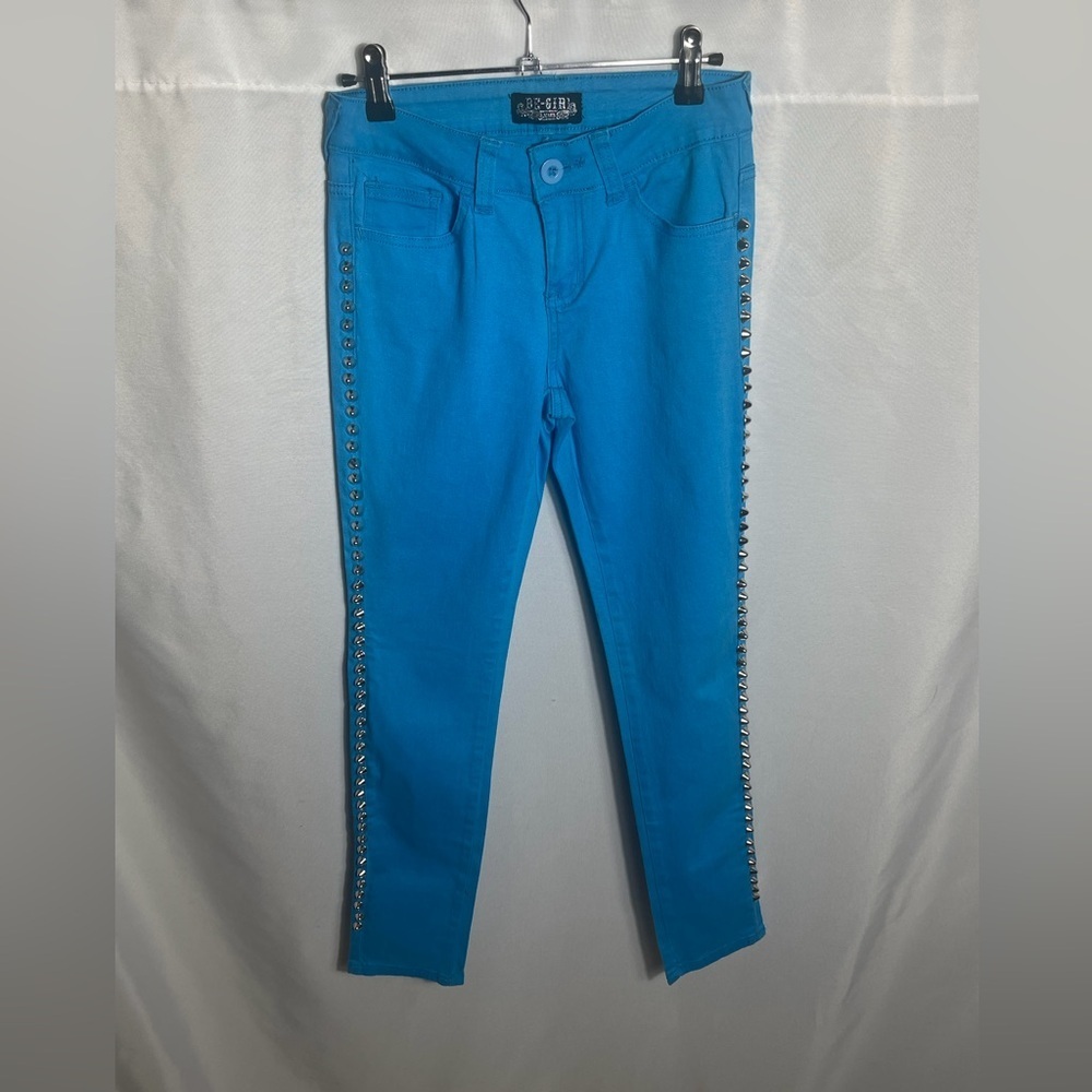 Be Girl Jeans Blue Studded Skinny Pants Womens Size 3/4 Stretch Cotton Trendy